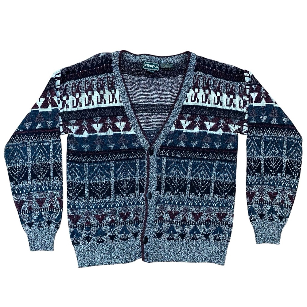 Vintage 1980s Campus Mens Cardigan Sweater